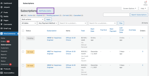 Configure Subscription Settings