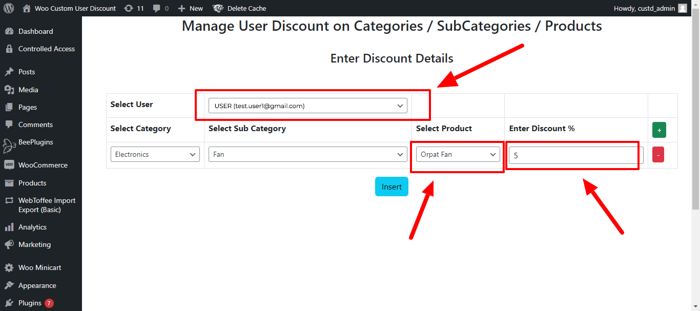 user-specific discounts